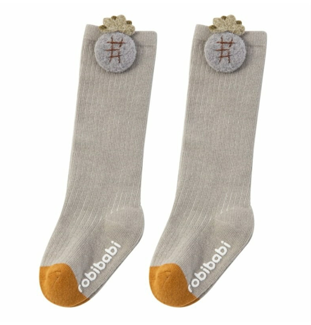 Toddler Knee-High Thick Cotton Socks – 3d,Anti-Slip, Seamless Long Socks for Baby Boys & Girls