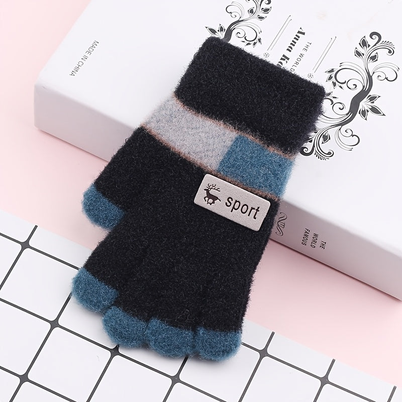 Kids Warm Woolen Premium Plush Gloves - Colour Tip 4-10 y