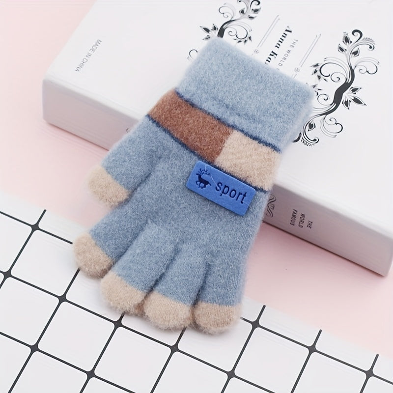 Kids Warm Woolen Premium Plush Gloves - Colour Tip 4-10 y