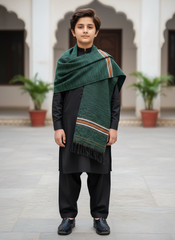 Boys Premium Woolen Shawl - Green