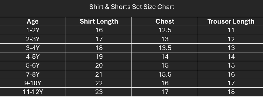Unisex Kids Shirt & Short Set -SN017 - Maa Sadqay