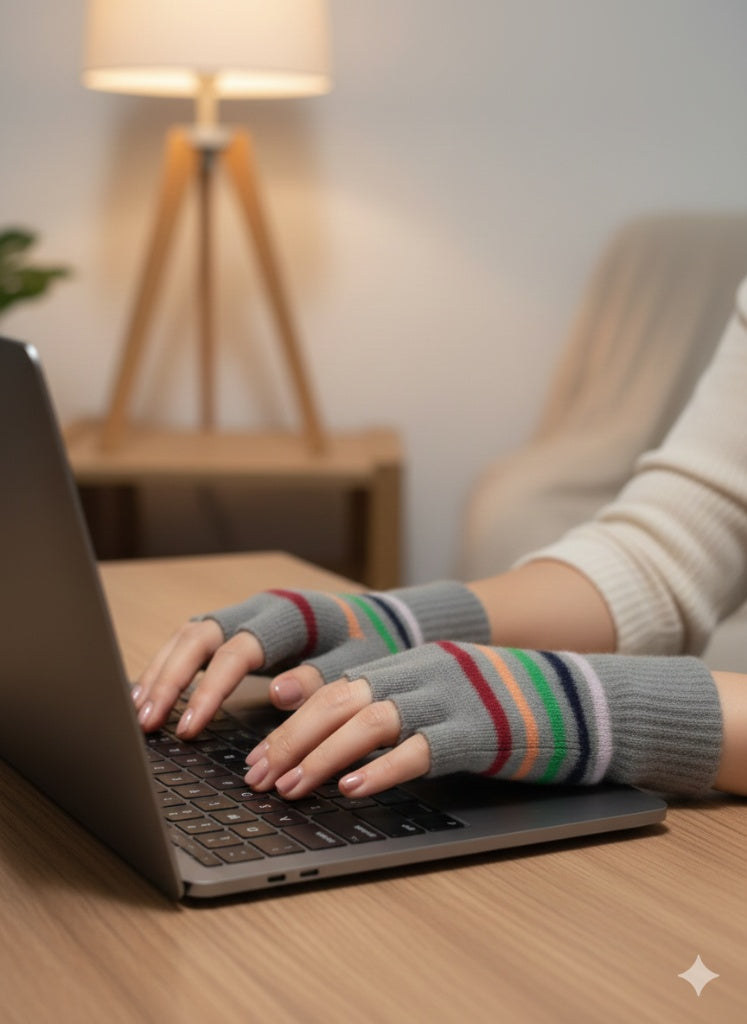 Ladies Premium Warm Fingerless Plush Gloves - Lining